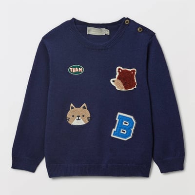 Pull avec patchs contenant de la laine BOUT'CHOU