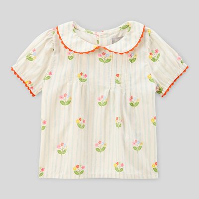 Blouse manches courtes rayée et imprimée en coton BIO GOTS BOUT'CHOU