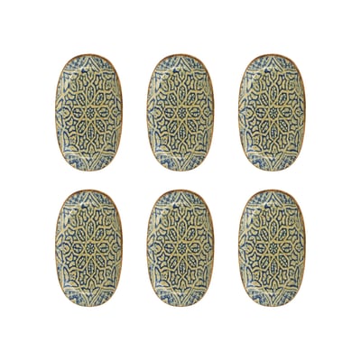 Lot de 6 assiettes ovales 23,5cm en porcelaine, CALYPSO OGO LIVING