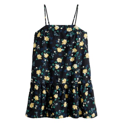 Robe longue en coton noire floral avec une coupe droite et des bretelles LEVI'S