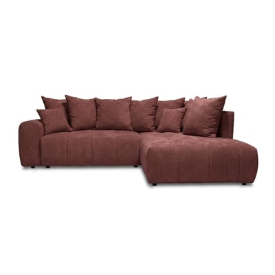 Canapé d'angle convertible 4 places en tissu bouclette, ROXELANE BOBOCHIC
