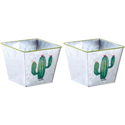 Corbeille carré en métal galvanisé Cactus (Lot de 2) AUBRY GASPARD