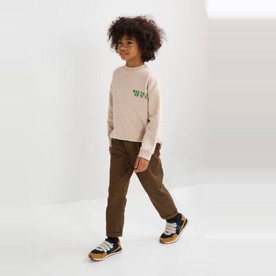 Pantalon uni à taille élastiquée, en coton BIO MONOPRIX