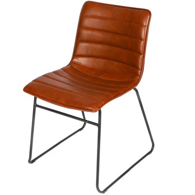 Chaise vintage en similicuir marron 55x45x78cm WADIGA