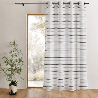 Voilage organza tissé à rayures horizontales et œillets HOME MAISON