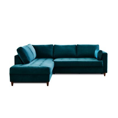 Canapé d'Angle Convertible en Velours 5 places - ANNA LISA DESIGN