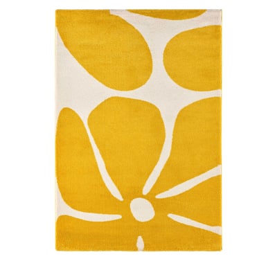 Tapis D'intérieur Fait Main Motif Agrumes Pop - 58x32.5 Cm, Laine Acrylique Orange, épais 5 Cm