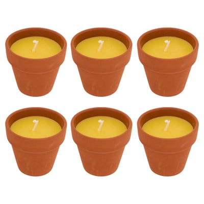 Lot de 6 bougies 39g parfumées à la citronnelle pot en terre cuite TERRY ATMOSPHERA