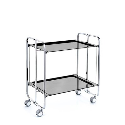 Table roulante pliante BAUHAUS, 2plateaux,  châssis chromé DON HIERRO