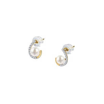 Boucles d'oreilles en or 375 jaune et perle de culture CLEOR