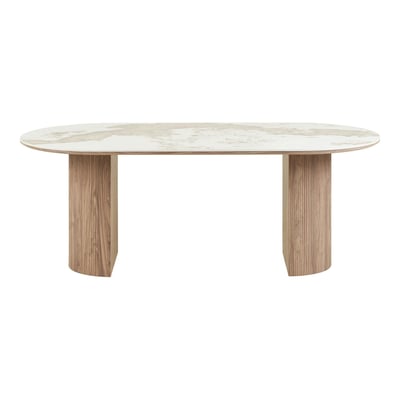 Table ovale en céramique blanche marbrée 210 cm PRATO PIER IMPORT
