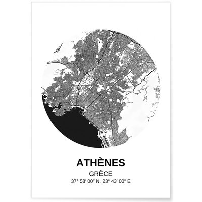 Affiche Carte Athènes L'AFFICHERIE