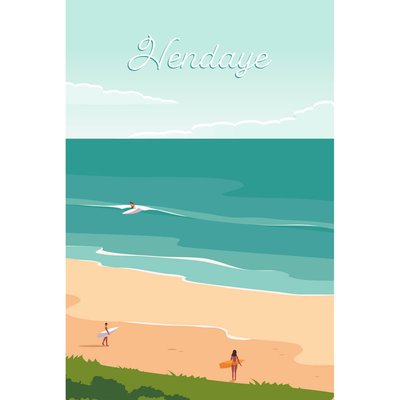 Tableau mural illustration plage d'Hendaye CEANOTHE