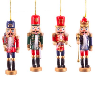 Set de 4 décorations de Noël en bois soldats casse-noisette 12cm WADIGA