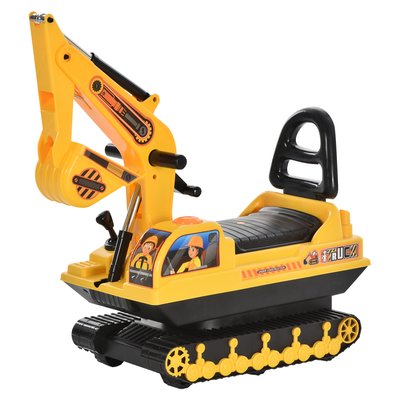 Porteur enfant tractopelle 12-36 mois coffre klaxon fonction pivotante jaune HOMCOM