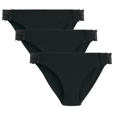 Lot de 3 slips, détails dentelle LA REDOUTE COLLECTIONS