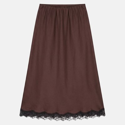 Satin/Lace Elasticated Waist Maxi Skirt LA REDOUTE COLLECTIONS
