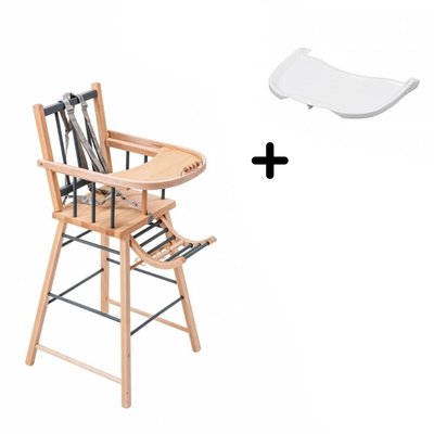 Pack Chaise haute André Hybride Kaki et sa tablette blanche COMBELLE