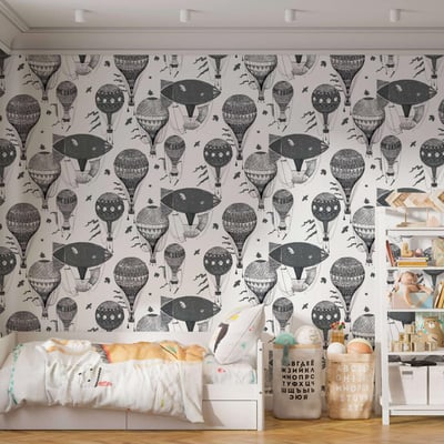 Papier peint pour enfant avec mongolfières - 255x260 cm (l x h) LA TOUCHE ORIGINALE
