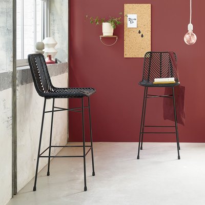 Lot de 2 tabourets de bar en rotin et métal  BOHEMA BERAH GETAH