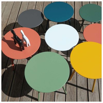 Table basse de jardin en acier Massai 40 cm Amande PROLOISIRS