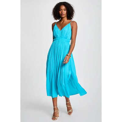 Robe midi droite plissée MORGAN