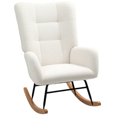 Fauteuil à bascule Laine bouclée Crème HOMCOM