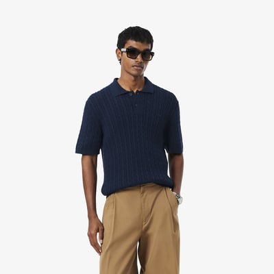Jersey con cuello de polo, de punto trenzado, con detalles decorativos LACOSTE