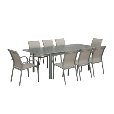 Table de jardin extensible aluminium 6 chaises 2 fauteuils SEATTLE + CLEVELAND + BUFFALO SWEEEK
