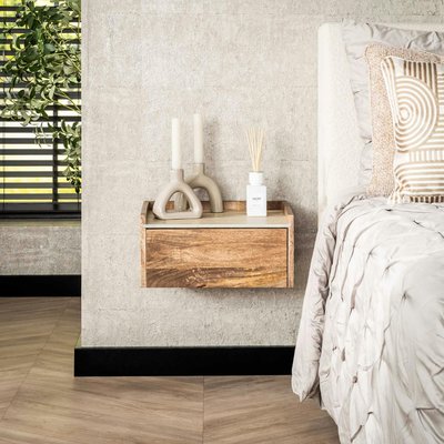Table de nuit murale en bois et céramique, 1 tiroir ASCOLI PIER IMPORT
