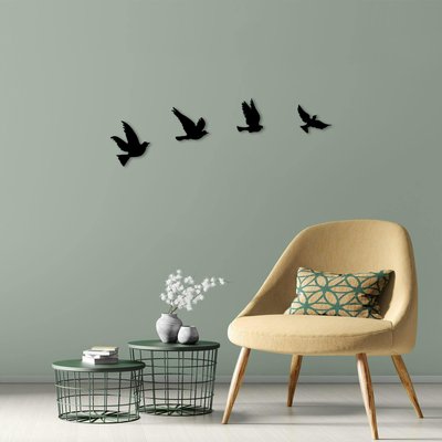 Décoration murale en métal noir – oiseaux en vol (lot de 4) PIER IMPORT