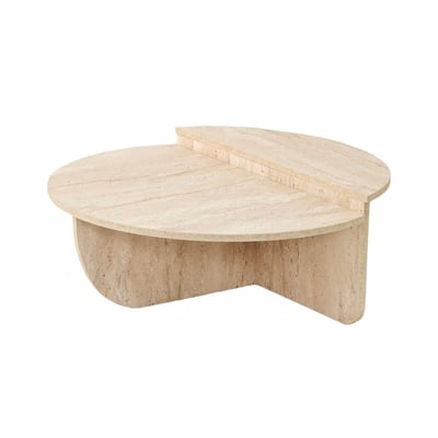 Table basse ronde 2 niveaux effet travertin TOILINUX