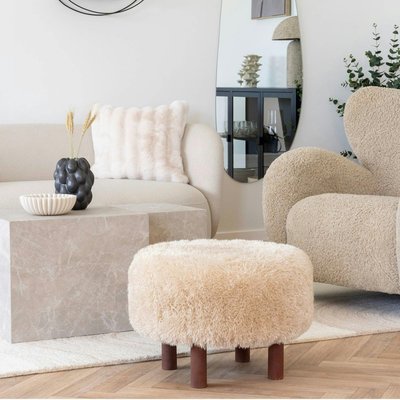 Pouf rond marron clair BERLIN PIER IMPORT