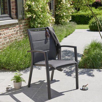Fauteuil de jardin en aluminium et textilène noir  MODULO BERAH GETAH