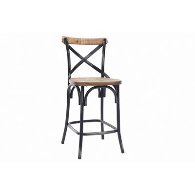 Tabouret de bar industriel en bois et métal vieilli noir 65 cm JAKE MILIBOO
