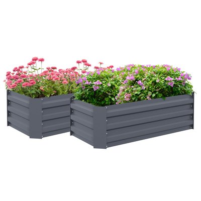 Lot de 2 carrés potager tôle d'acier ondulée OUTSUNNY