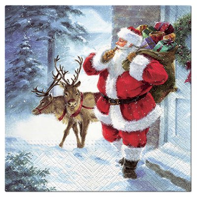 Lot de 20 serviettes papier Pere noel et ses rennes DOUCEUR D'INTÉRIEUR
