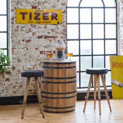 Bar tonneau en bois de manguier et métal  SOLAL MADE IN MEUBLES 