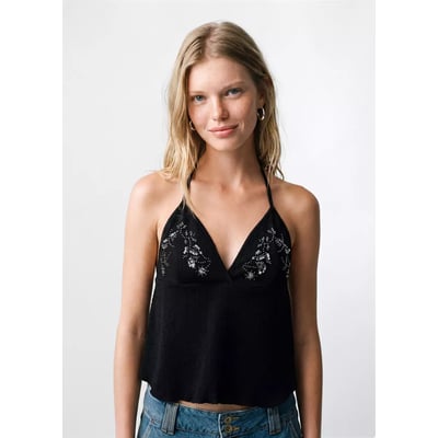 Top halter brodé MANGO TEEN