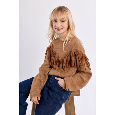 Pull en maille, détail franges MOLLY BRACKEN GIRL