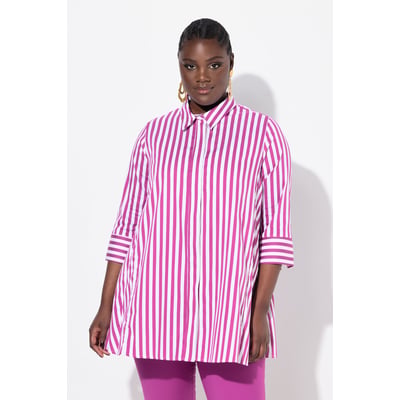 Blouse, rayures, plis godets, col de chemise ULLA POPKEN