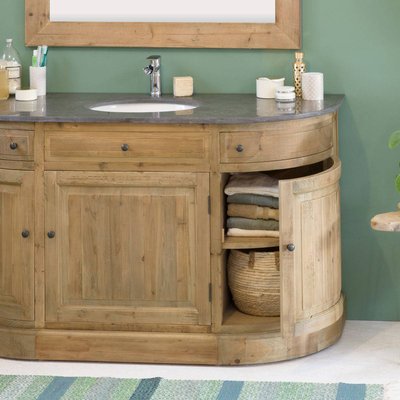 Meuble sous vasque en bois recyclé  LIVIO MADE IN MEUBLES 
