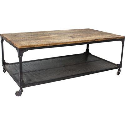 Table basse rectangulaire avec roulettes Indus 110 x 60 cm ANTIC LINE CRÉATIONS