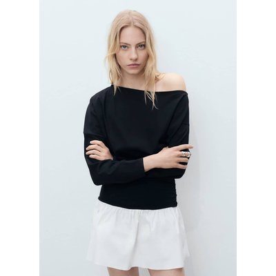Robe courte tissu combiné drapé MANGO