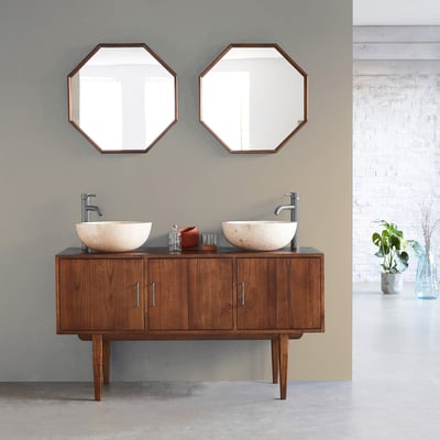 Meuble de salle de bain en mindi massif 135 cm  VINTAGE BERAH GETAH