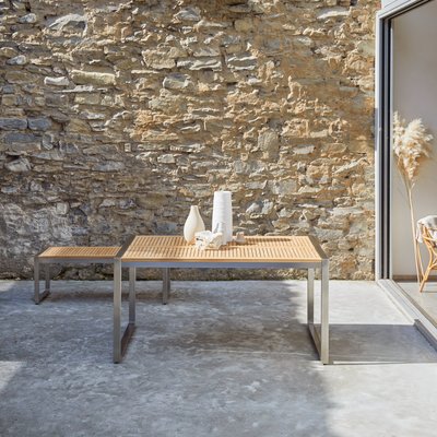 Table de jardin en teck massif et inox 4/6 pers. ARNO TIKAMOON