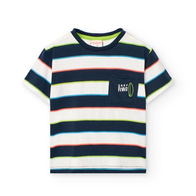 T-shirt en coton avec imprimé rayé BOBOLI
