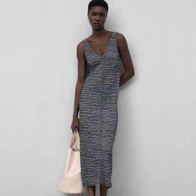 Robe longue en maille en lin bicolore ADOLFO DOMINGUEZ