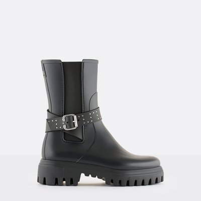 Bottines noires talon bois shop