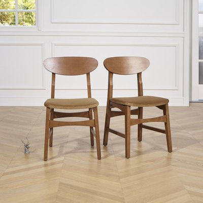 Lot de 2 chaises en hévéa massif teinte foncée et velours DALHIA ROBIN DES BOIS